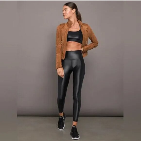 Carbon 38 High Rise Full Length Liquid Faux Leather Takara Shine Legging Small - Picture 3 of 3